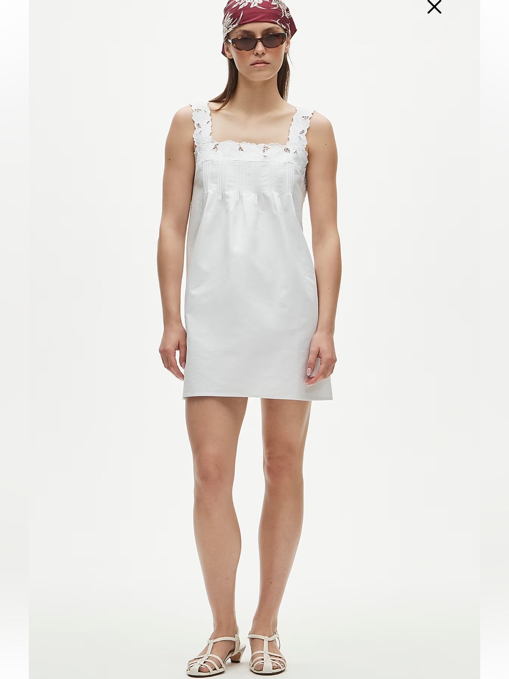 NWT J.Crew Ondine Mini Dress in Double Cotton Poplin L White Rmbroidery Pintuck